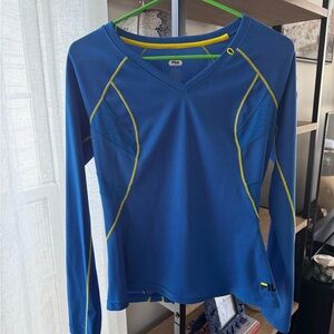 Fila Sport Royal Blue and yellow V-Neck Athletic Top